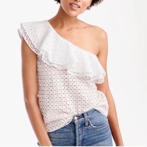 J. Crew white eyelet one shoulder top